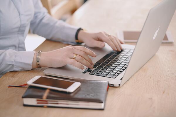 Laptop and hands